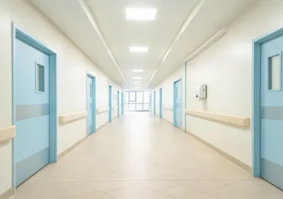 Healthcare corridor ceramic flooring