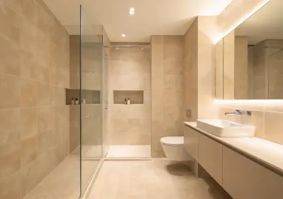 Multifamily bathroom porcelain tile