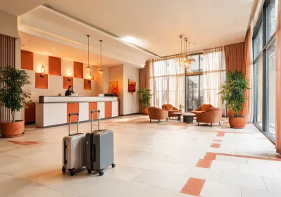 Hospitality lobby porcelain flooring