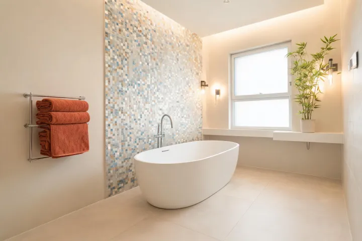 Bathroom inspiration with mosaic accent wall